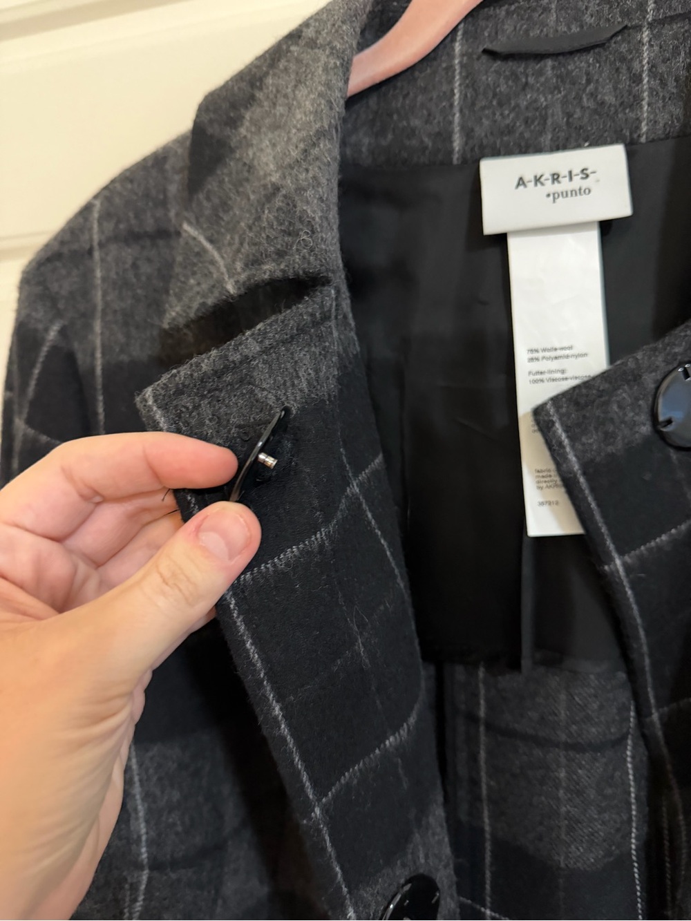 Akris Gray & Black Plaid Wool Blazer - Picture 9 of 9